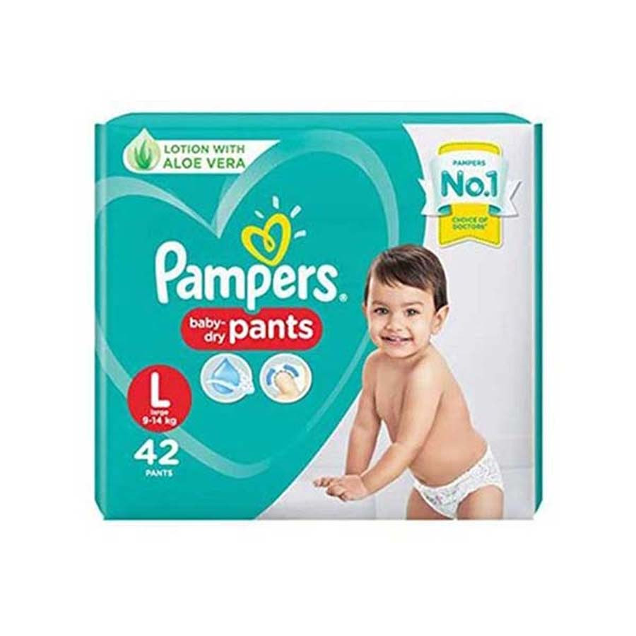 Pampers Diapers Pants, L Size, (9-14 kg) 42 Pieces