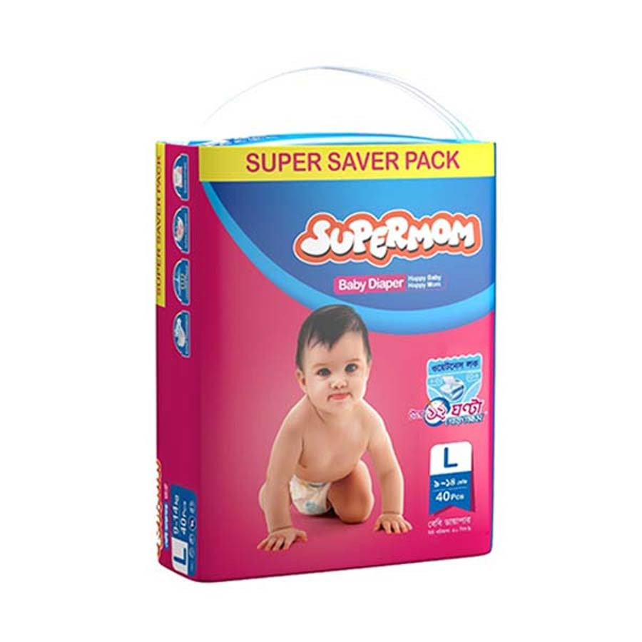 Supermom Baby Diaper Large (9-14kg) , 40 Pcs